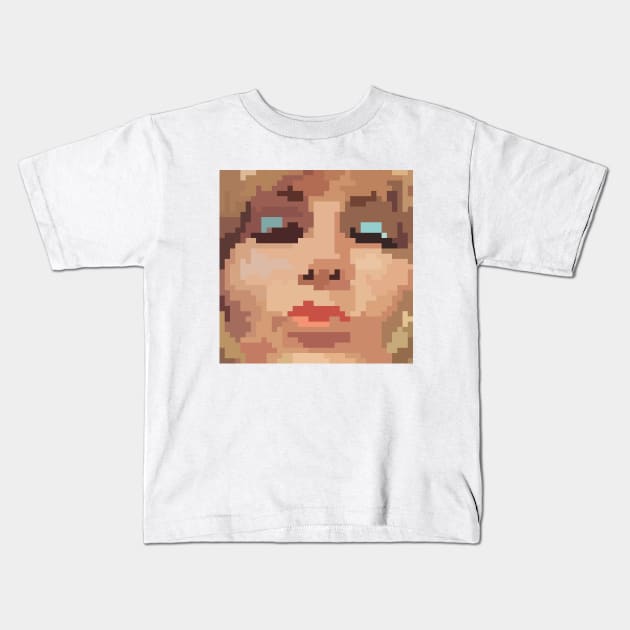 Blonde Girl Blows a Kiss (Pixel Art) Retro Women Merch Kids T-Shirt by Dmitry_Buldakov